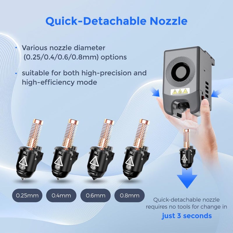 FLASHFORGE Adventurer 5M Series 3D Printer Nozzle Assembly, 3S Quick-Detachable Nozzle,Max 280℃ High Temperature & High Flow 32mm³/s Nozzle for Adventurer 5M/5M Pro 3D Printers(0.4mm) - Image 5